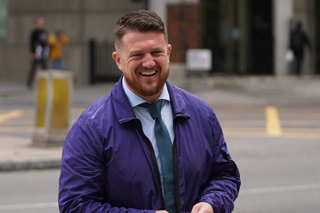 <p>English Defence League founder Tommy Robinson arrives at Westminster Magistrates Court</p>