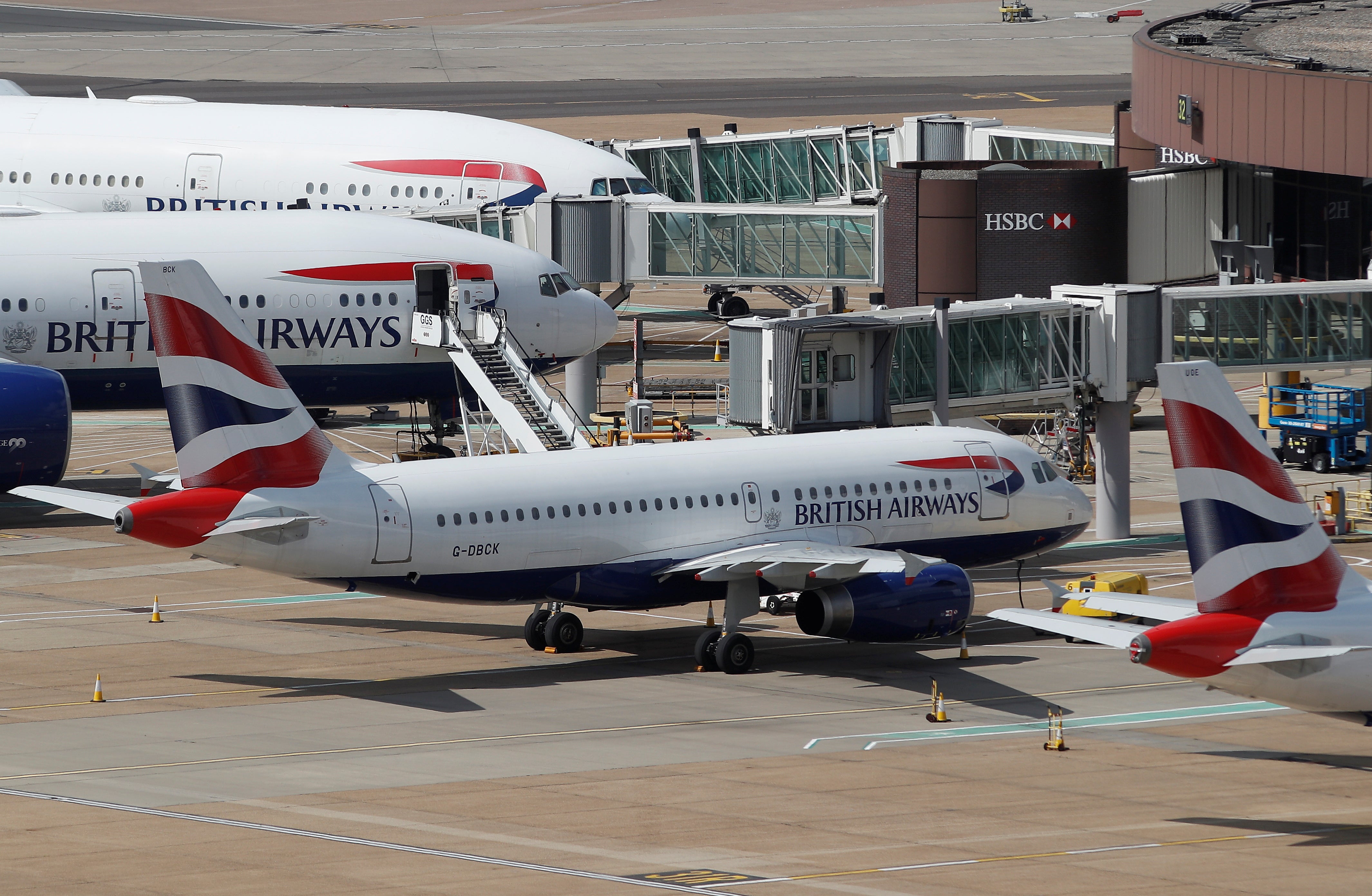 British Airways aircraft parked at Gatwick