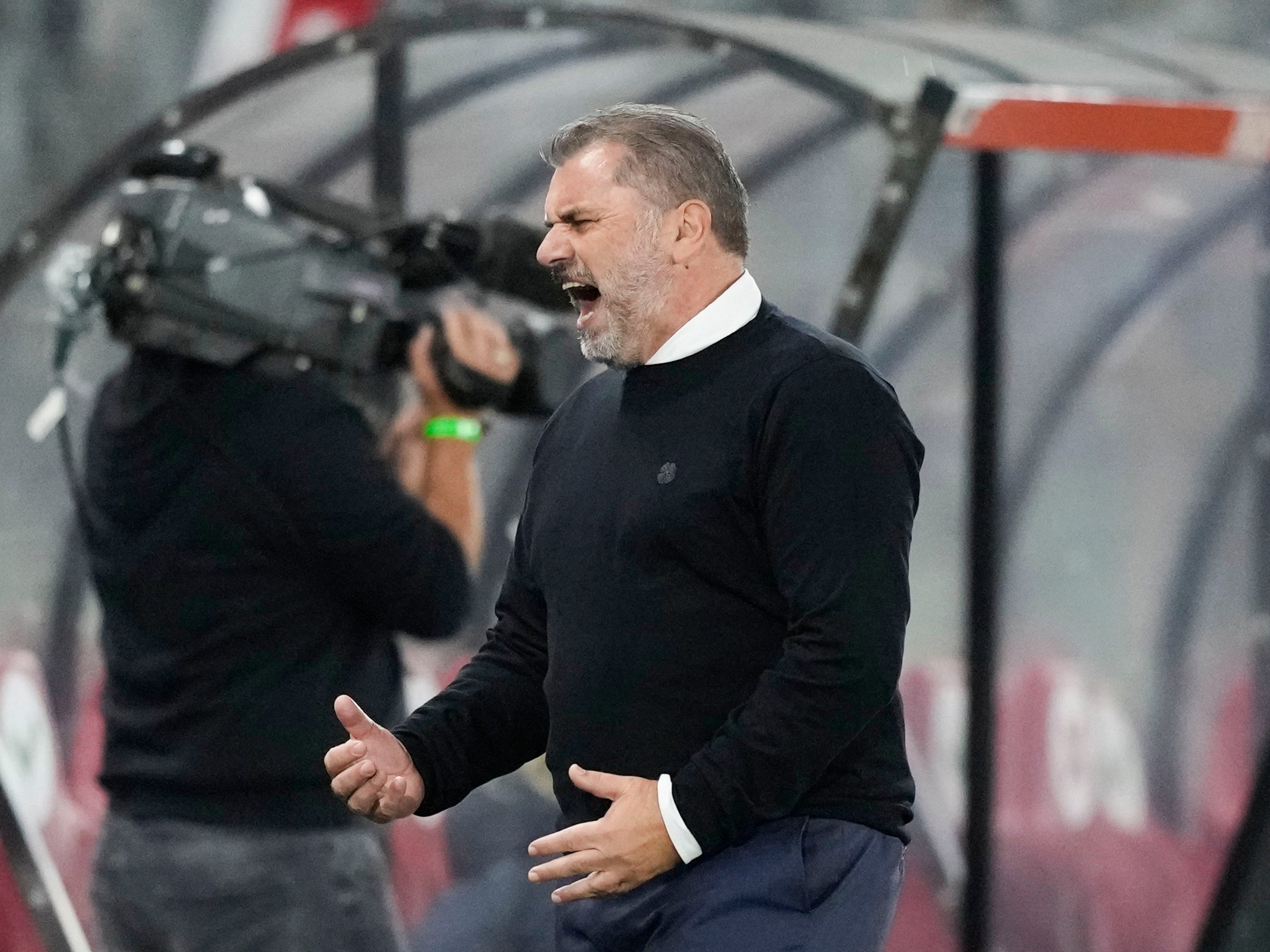 Celtic manager Ange Postecoglou reacts during the Europa League play-off (Peter Dejong/AP)