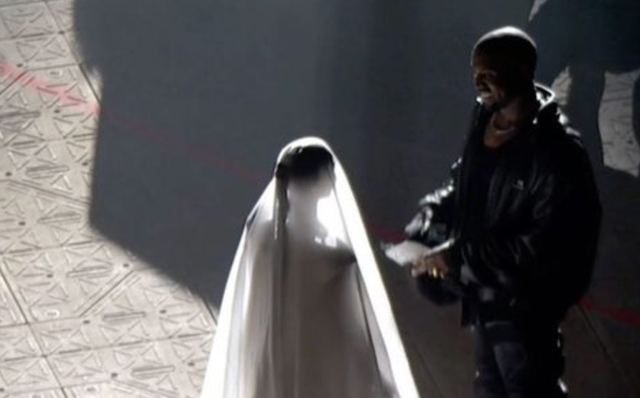<p>Kanye West recreates wedding scene with Kim Kardashian at Donda event</p>