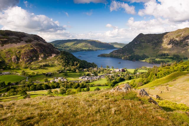 <p>Ullswater in the Lake District at Glenridding, where Will was buzzed by RAF Typhoons</p>