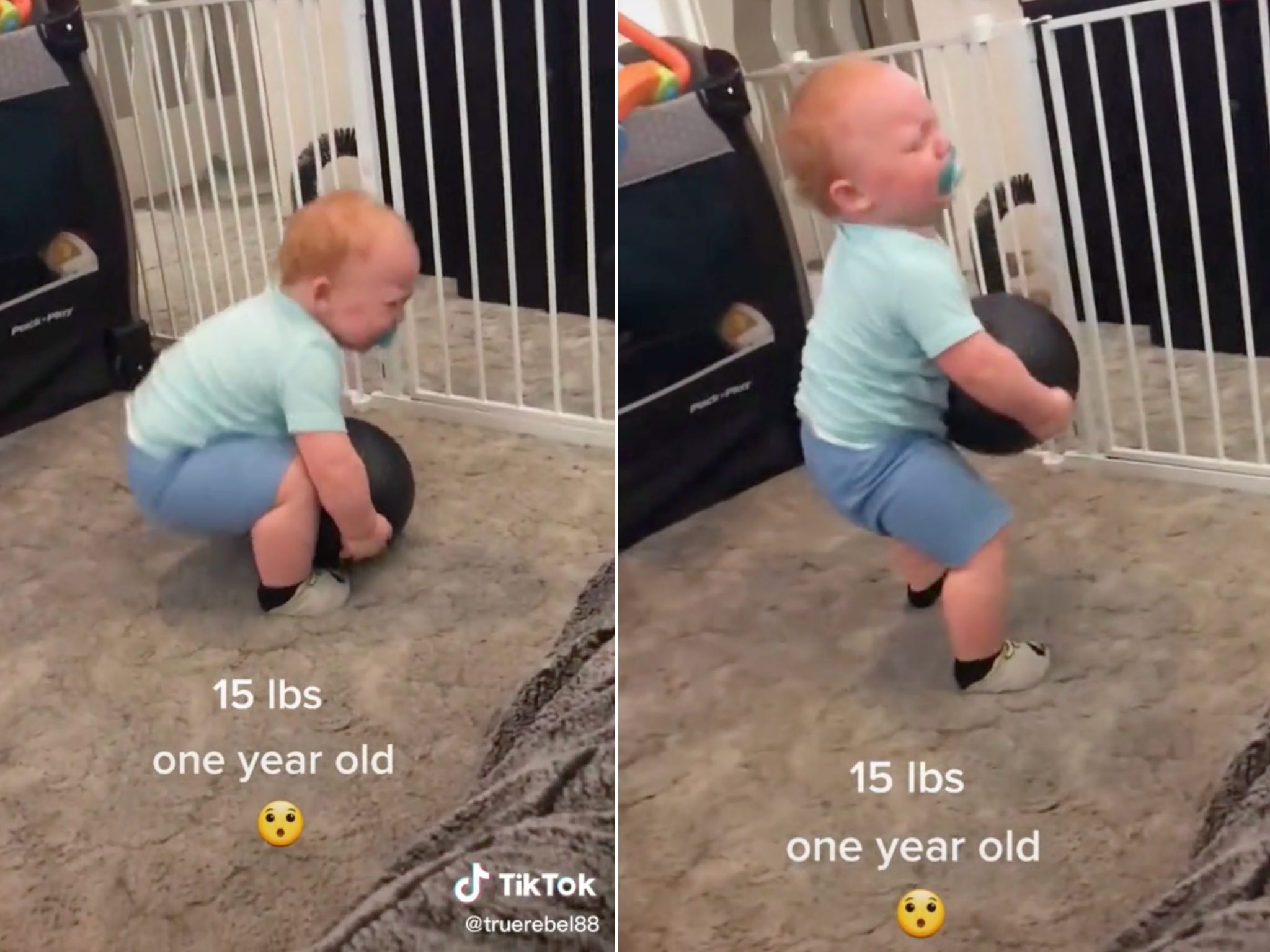 Super-strong 1-year-old picks up 15lb ball and stuns the internet | indy100