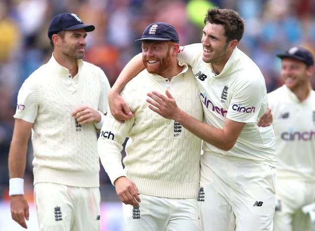 England’s Jonny Bairstow (centre) celebrates (Nigel French/PA)