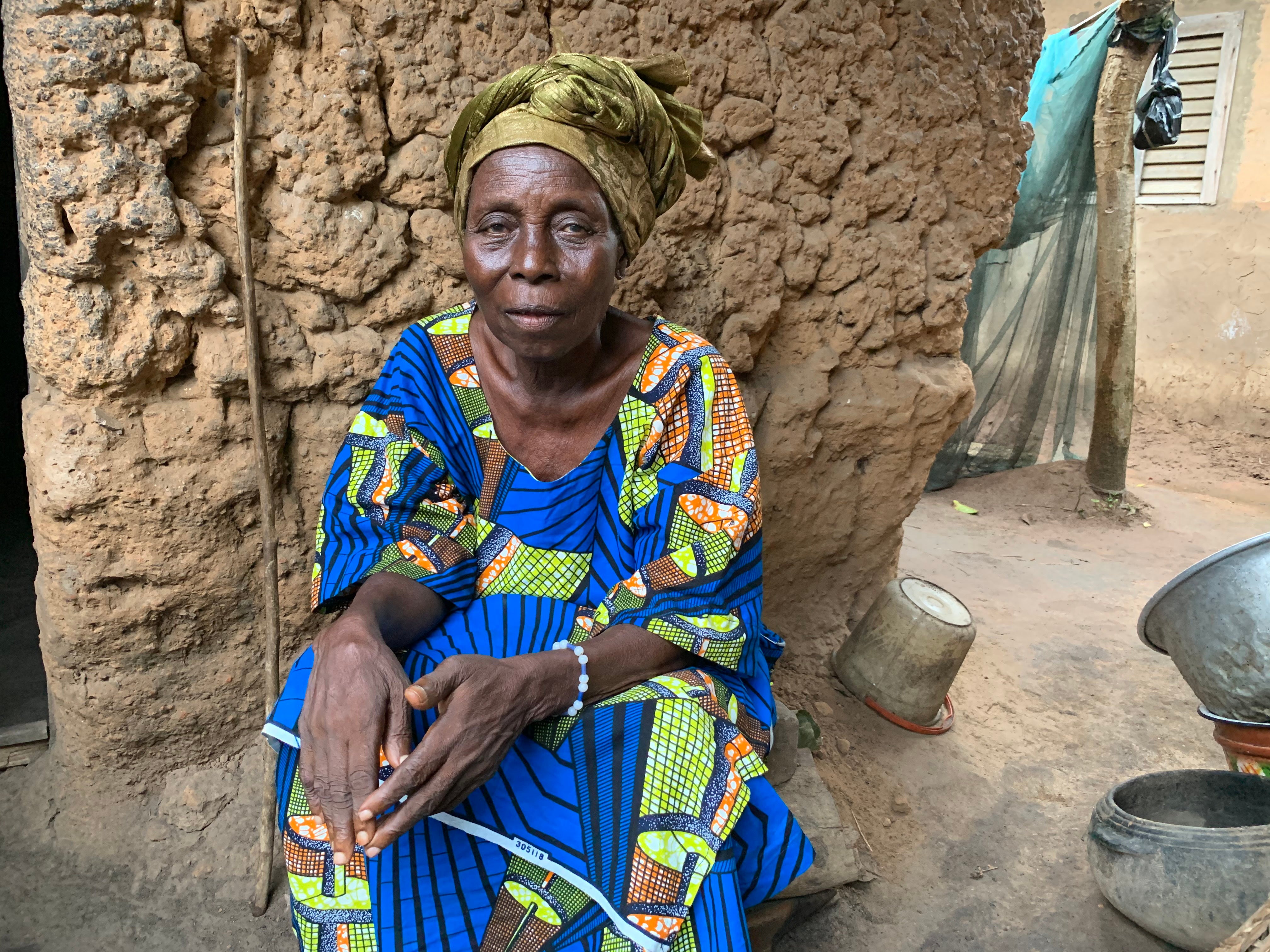 Nanlèhoundé Houédanou, 85, speaks at village meetings about her Amazon step-grandmother, Nafivovo