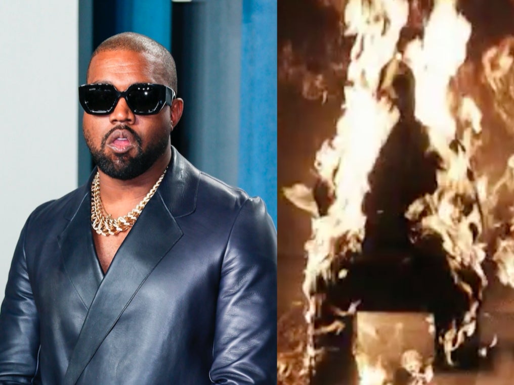 Kanye West sets himself on fire during Donda listening party | The