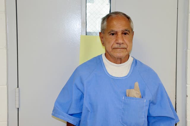 <p>In this image provided by the California Department of Corrections and Rehabilitation, Sirhan Sirhan arrives for a parole hearing Friday, Aug. 27, 2021, in San Diego. Sirhan faces his 16th parole hearing Friday for fatally shooting U.S. Sen. Robert F. Kennedy in 1968</p>