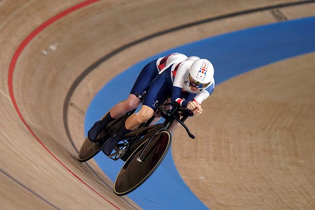 Great Britain’s Lora Fachie and pilot Corrine Hall compete in the Women’s B 1000m Time Trial during the Track Cycling at the Izu Velodrome (Tim Goode/PA)