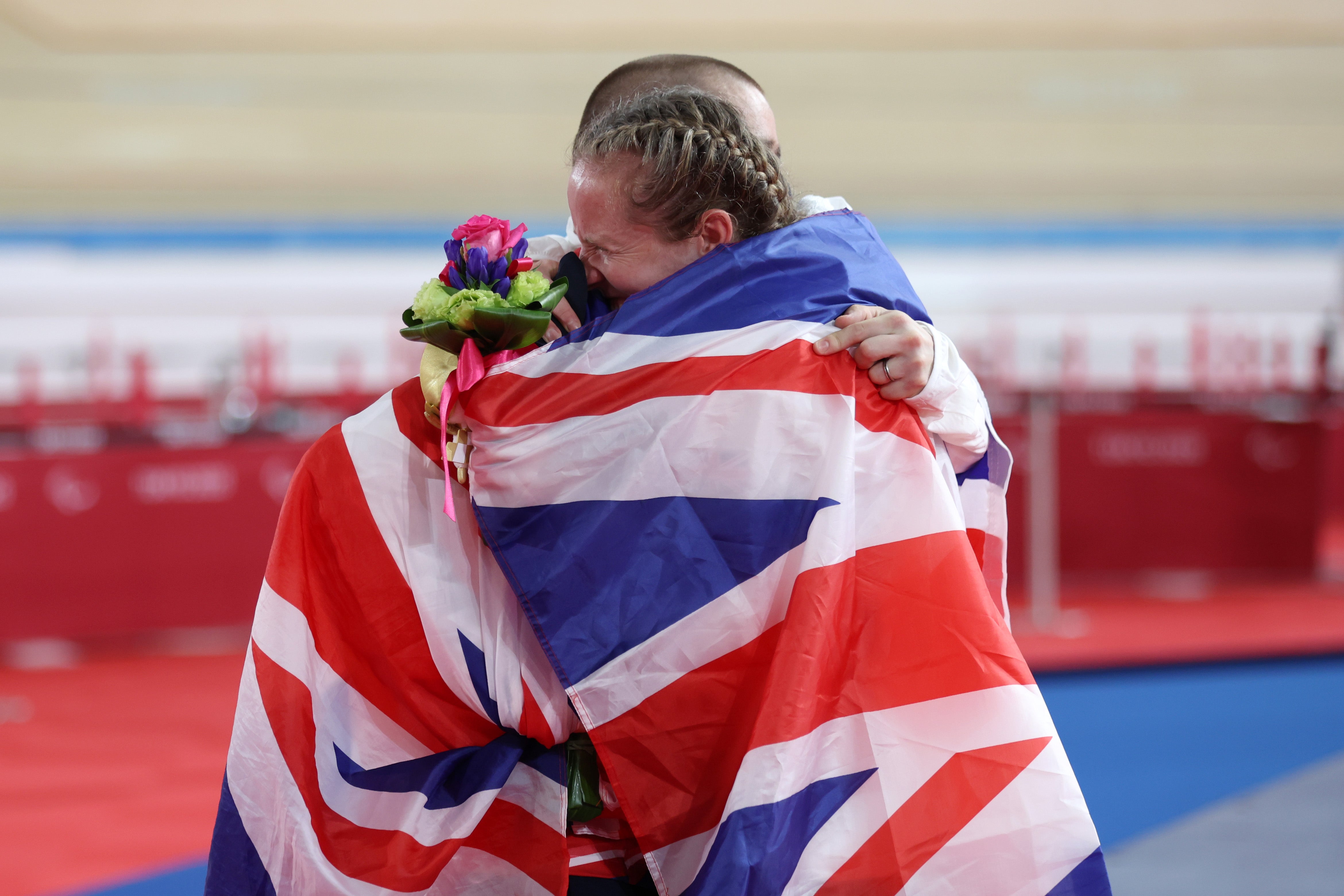 Neil and Lora Fachie share a poignant moment at the Paralympics