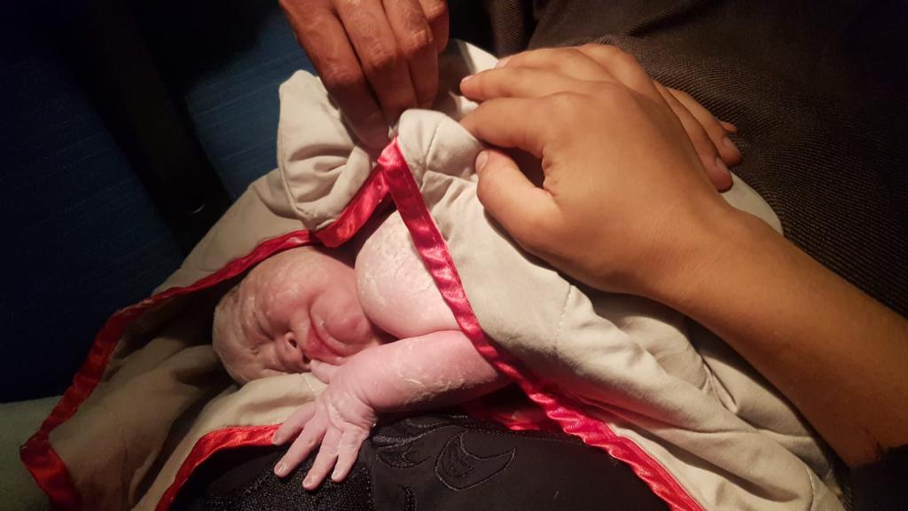 Baby Havaa was born on an evacuation flight destined for Birmingham