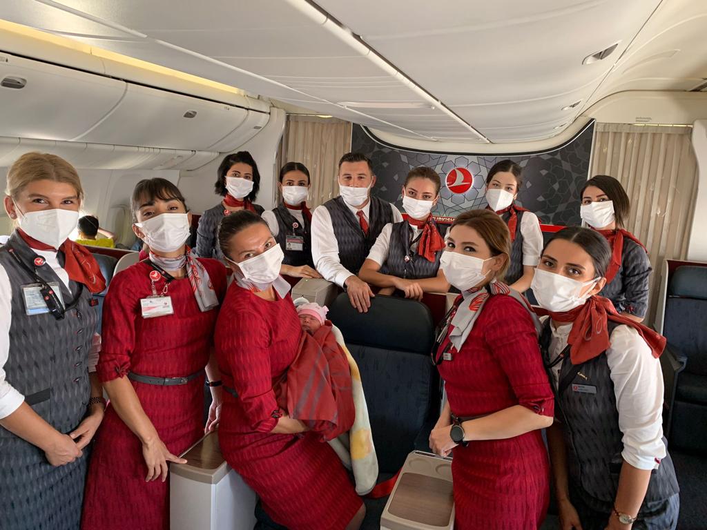 The cabin crew assisted with the delivery of the healthy baby girl ‘Havva’