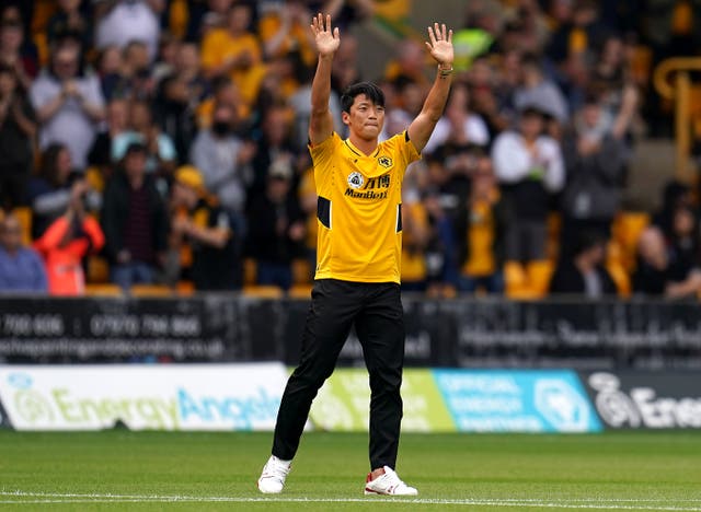 Hee Chan Hwang was unveiled to the crowd at Molineux before Wolves’ game with Manchester United (Nick Potts/PA)