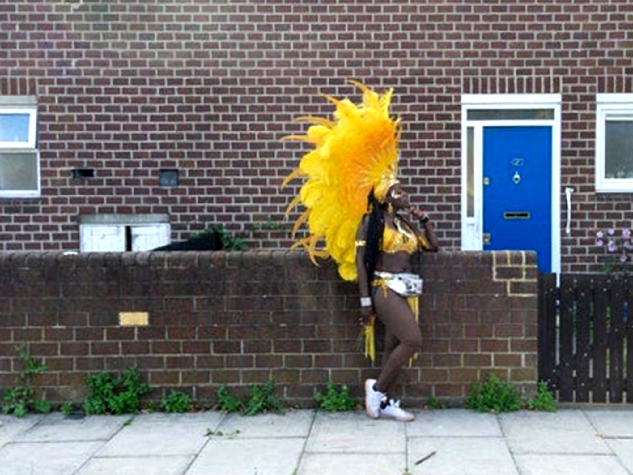 A costumed Notting Hill Carnival reveller in 2019
