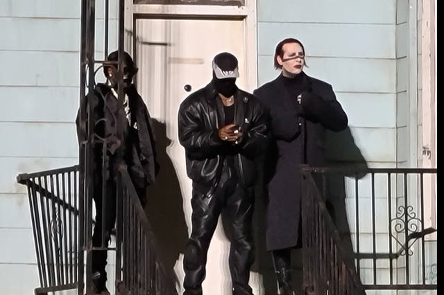 <p>DaBaby, Kanye West and Marilyn Manson</p>