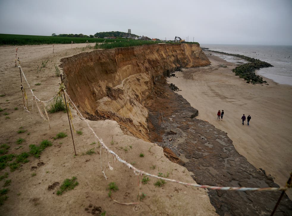 <p>Erosion to the cliff face in Happisburgh, Norfolk </p>