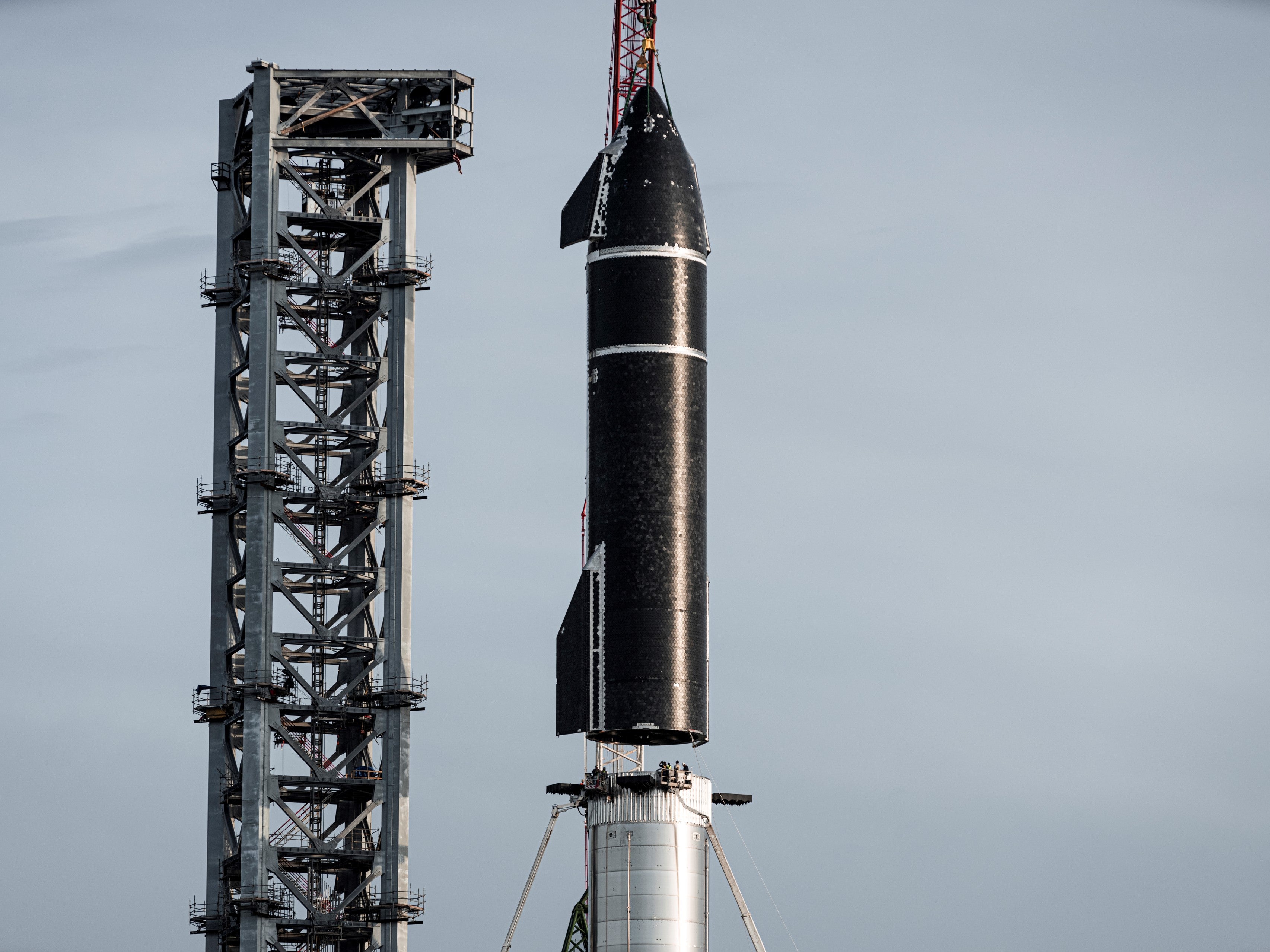 Starship was placed on the Super Heavy booster on 3 August, 2021, in Boca Chica, Texas