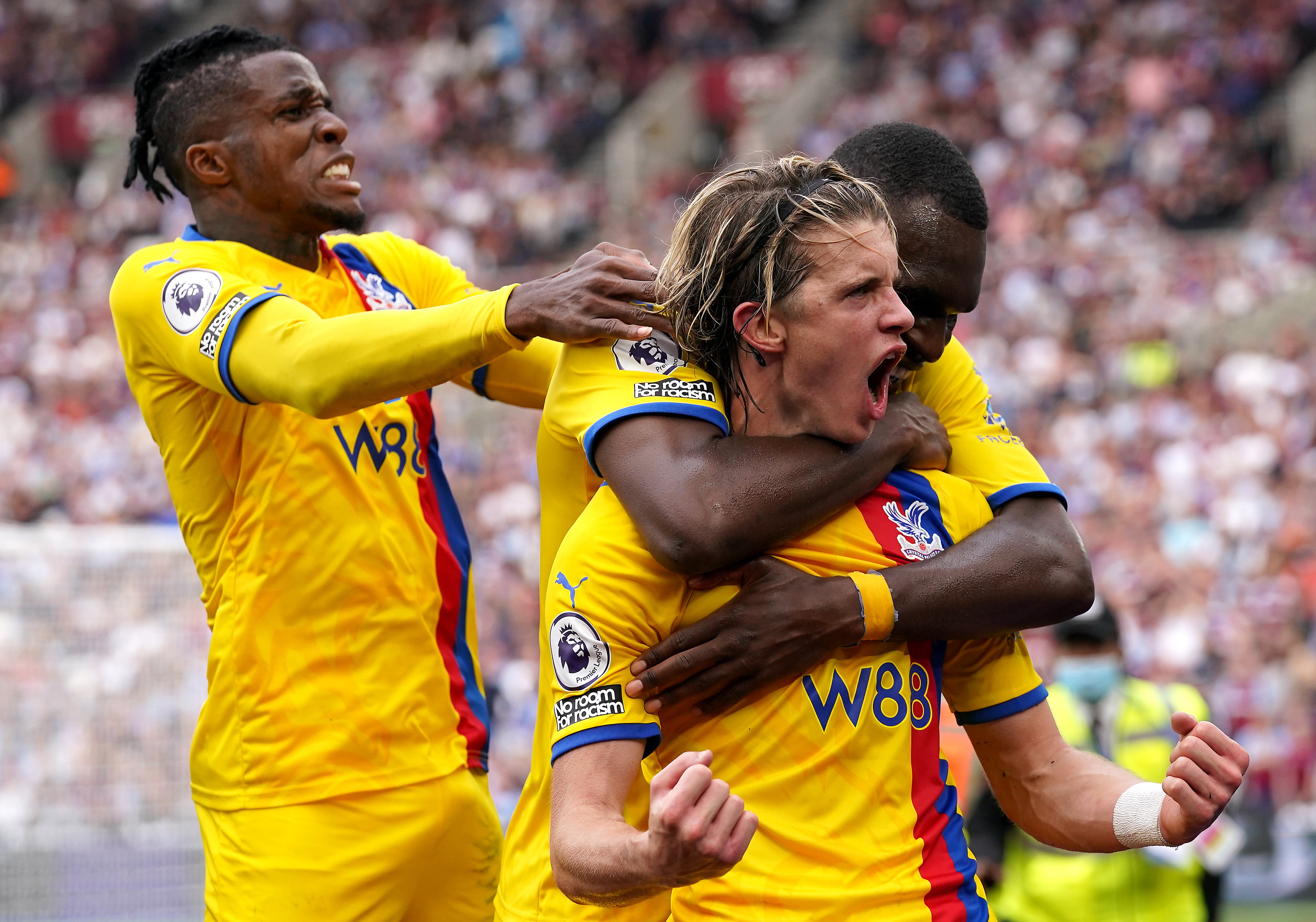 Conor Gallagher (centre) scored twice for Crystal Palace at the weekend (Jonathan Brady/PA)
