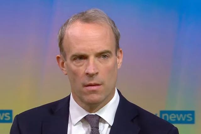 <p>Dominic Raab, explaining why problems are nothing to do with him </p>