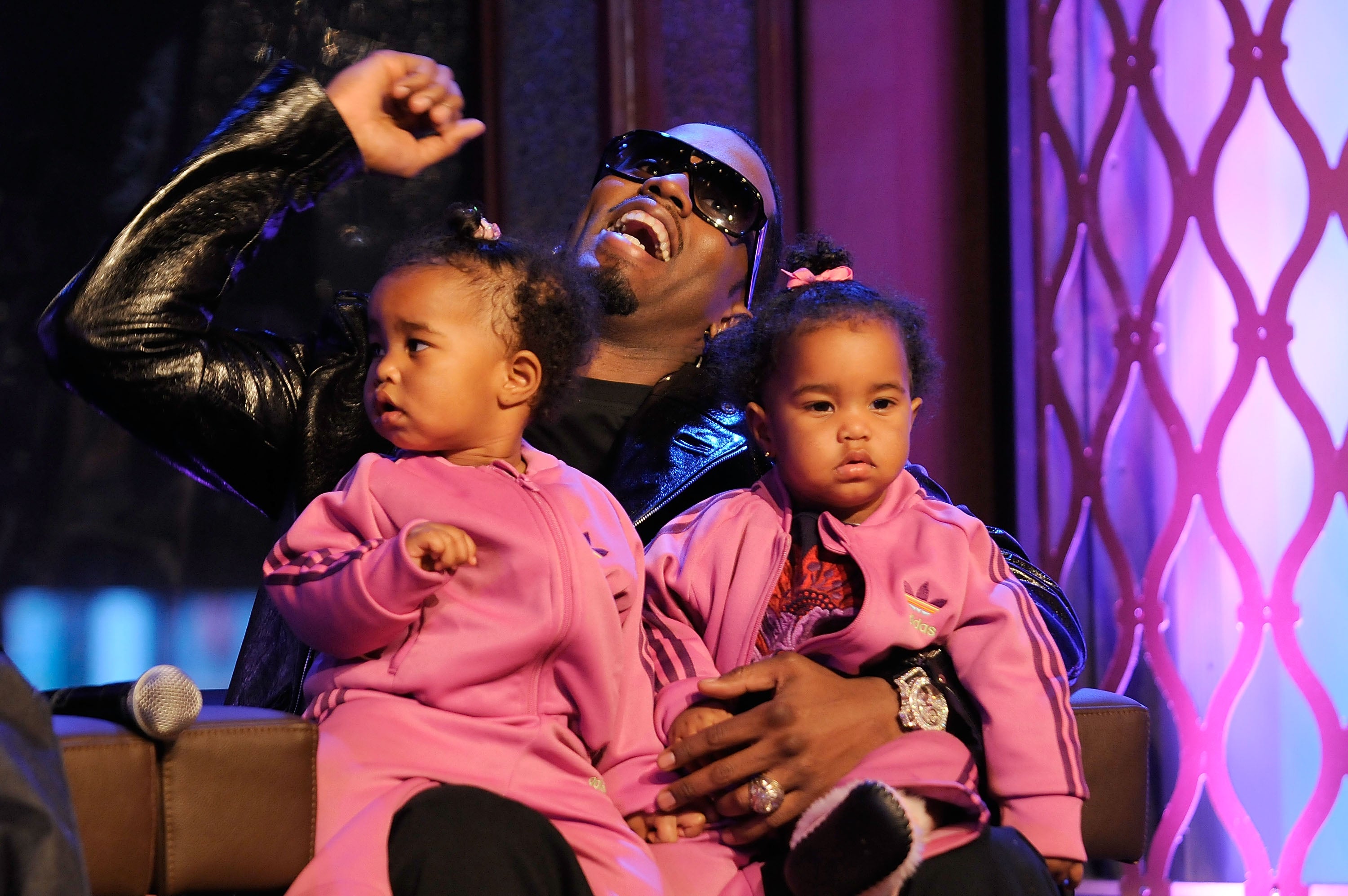 File: P Diddy with his daughters D'Lila Star Combs and Jessie James Combs in 2008