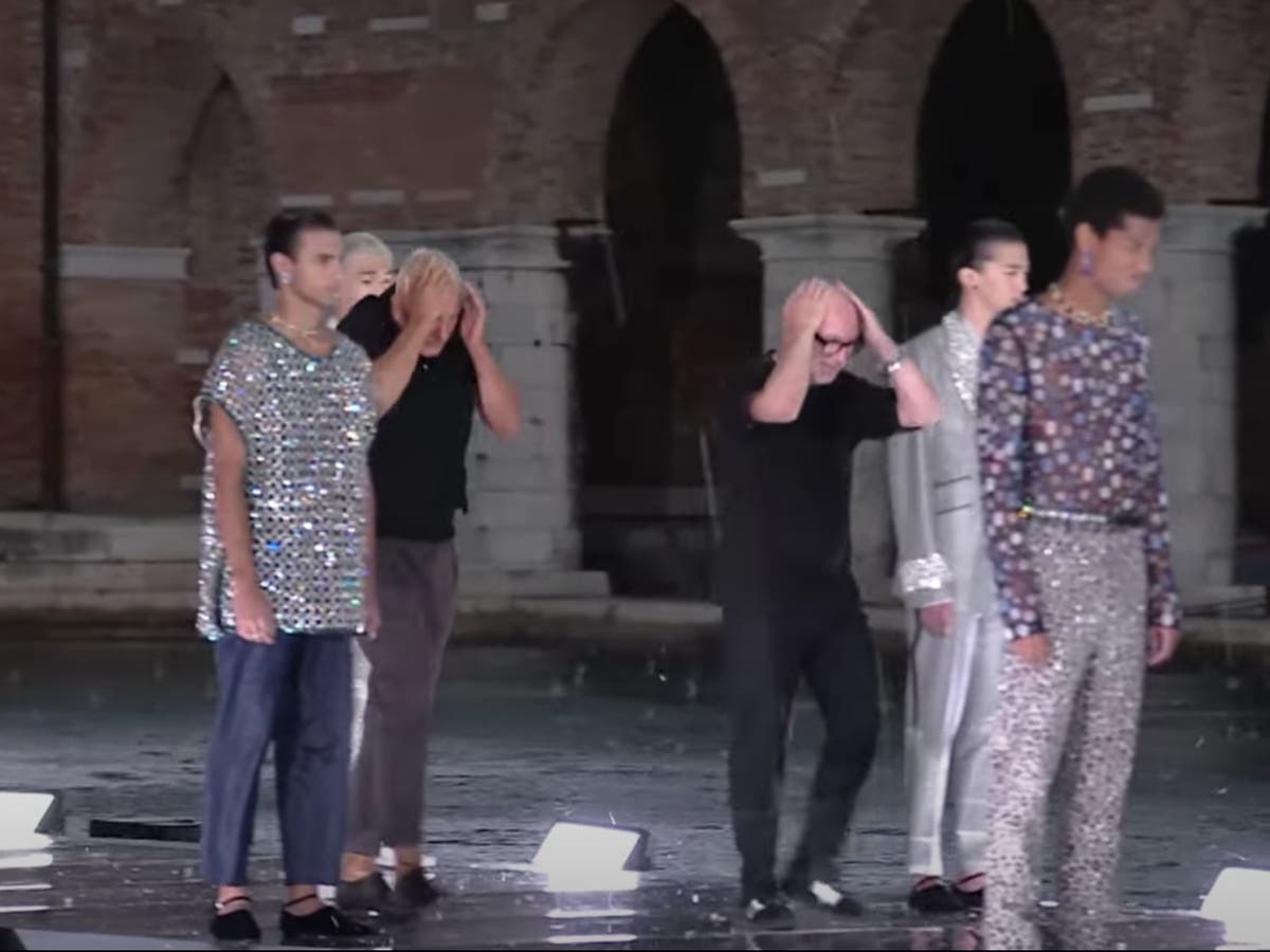 Dolce & Gabbana runway in Venice hit by freak hailstorm as guests have to temporarily evacuate