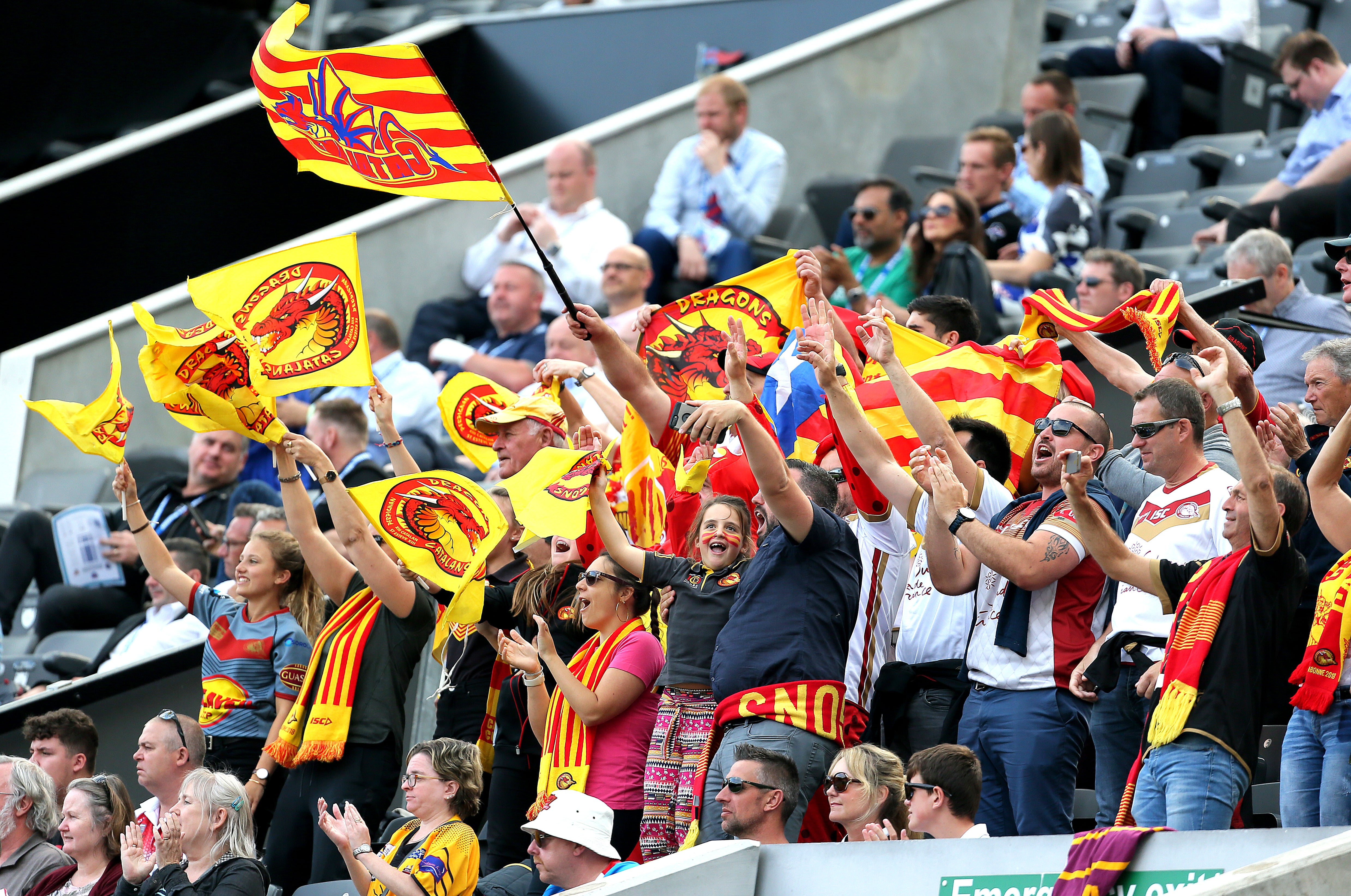 Catalan Dragons fans will be hoping to celebrate their team clinching the Super League Leaders Shield at the Magic Weekend on Saturday (PA Images/Richard Sellers)