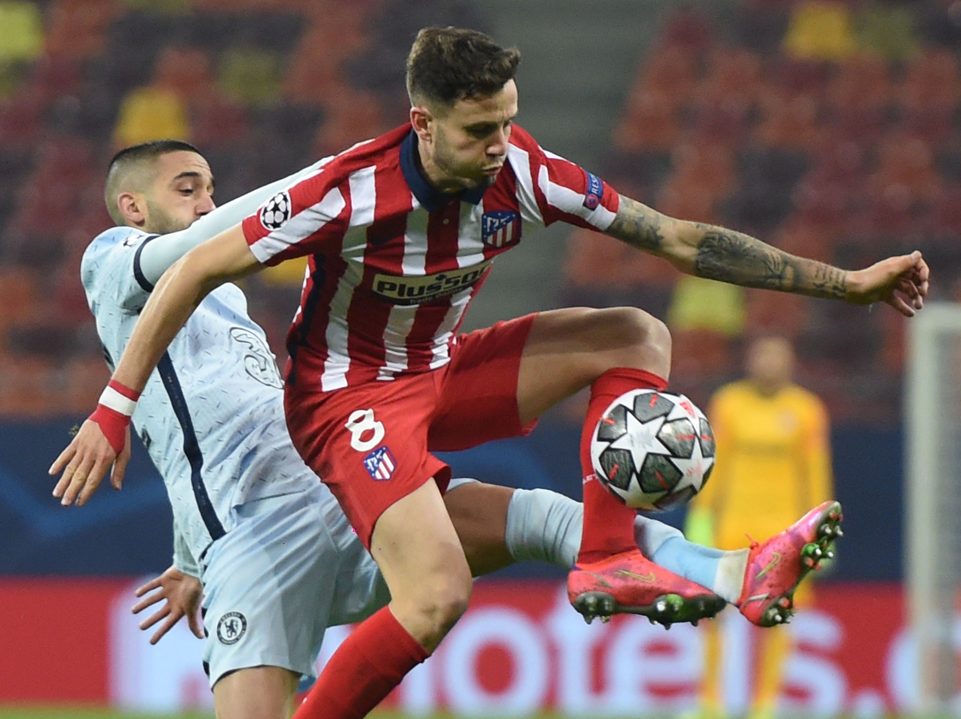 Saul Niguez in action against Chelsea for Atletico Madrid in last season’s Champions League