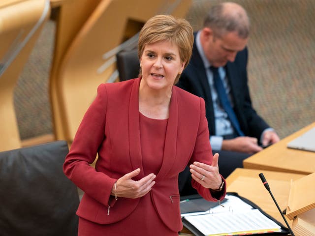 <p>Nicola Sturgeon told the Scottish parliament on Tuesday that the SNP and the Greens would work together on independence, climate change and Brexit </p>