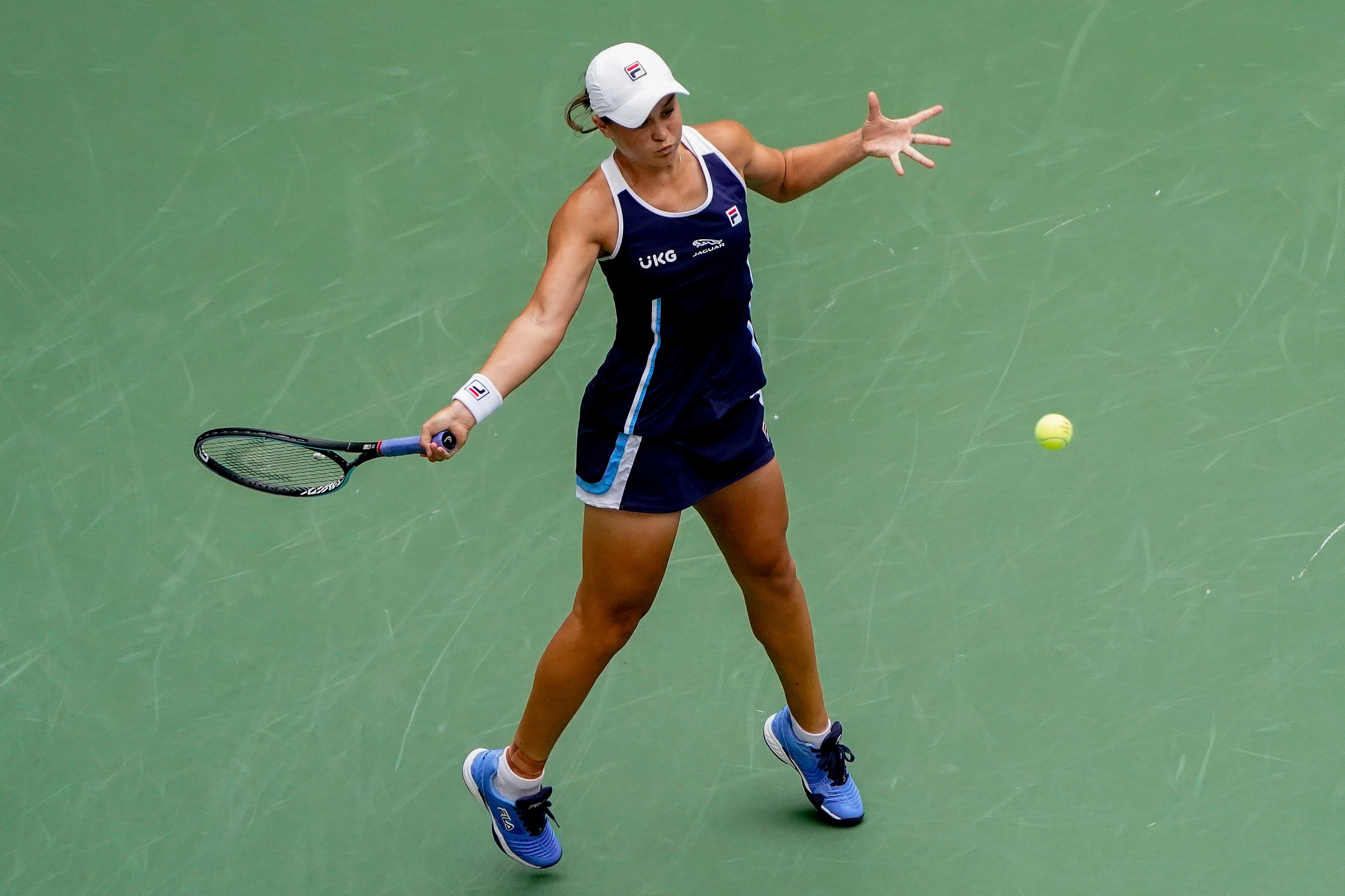 Ashleigh Barty beat Vera Zvonareva in straight sets to reach the US Open second round (John Minchillo/AP)