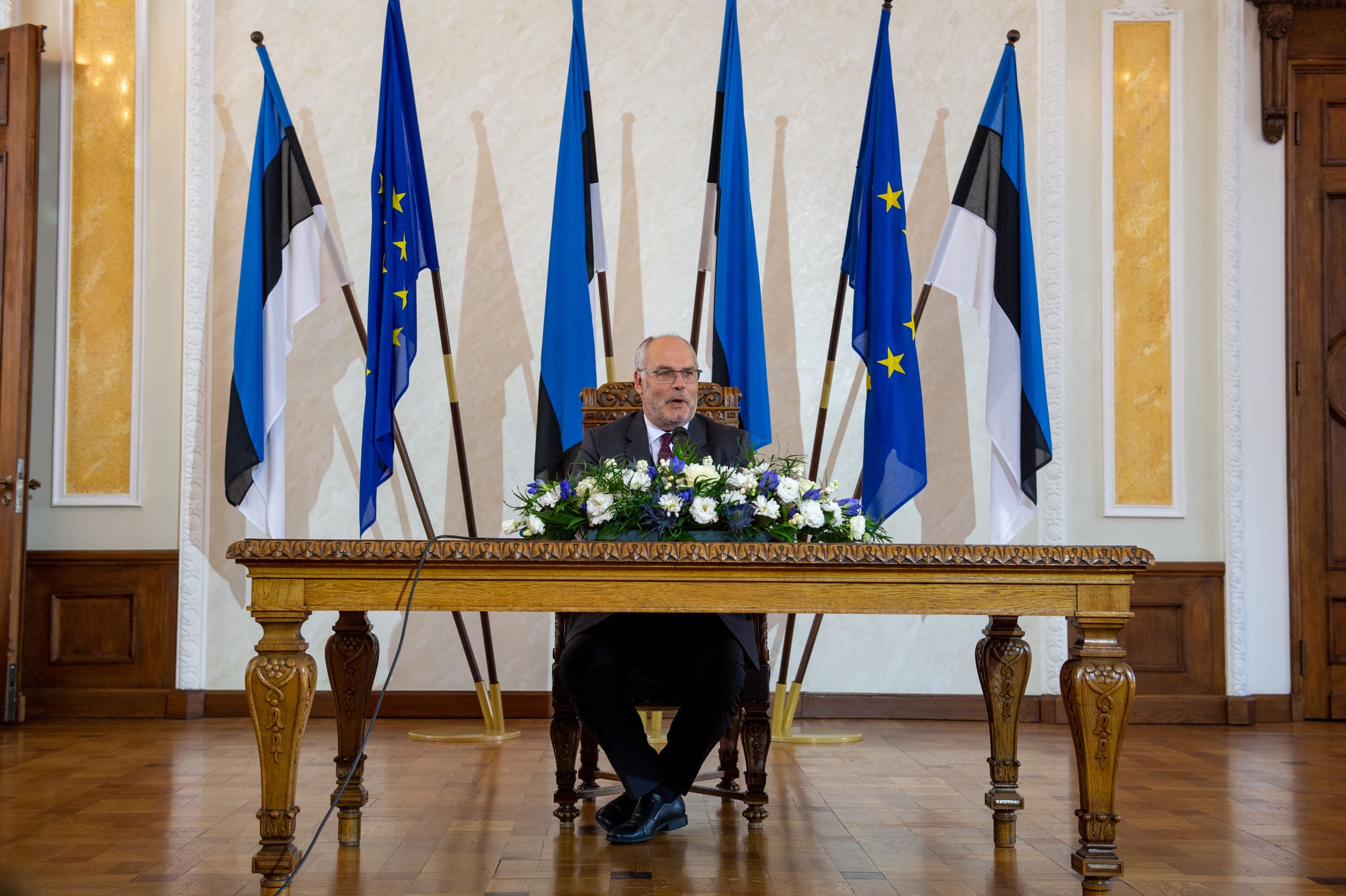 Estonia’s new President Alar Karis is pictured following his election in a second round of voting on 31 August 2021 in Tallinn