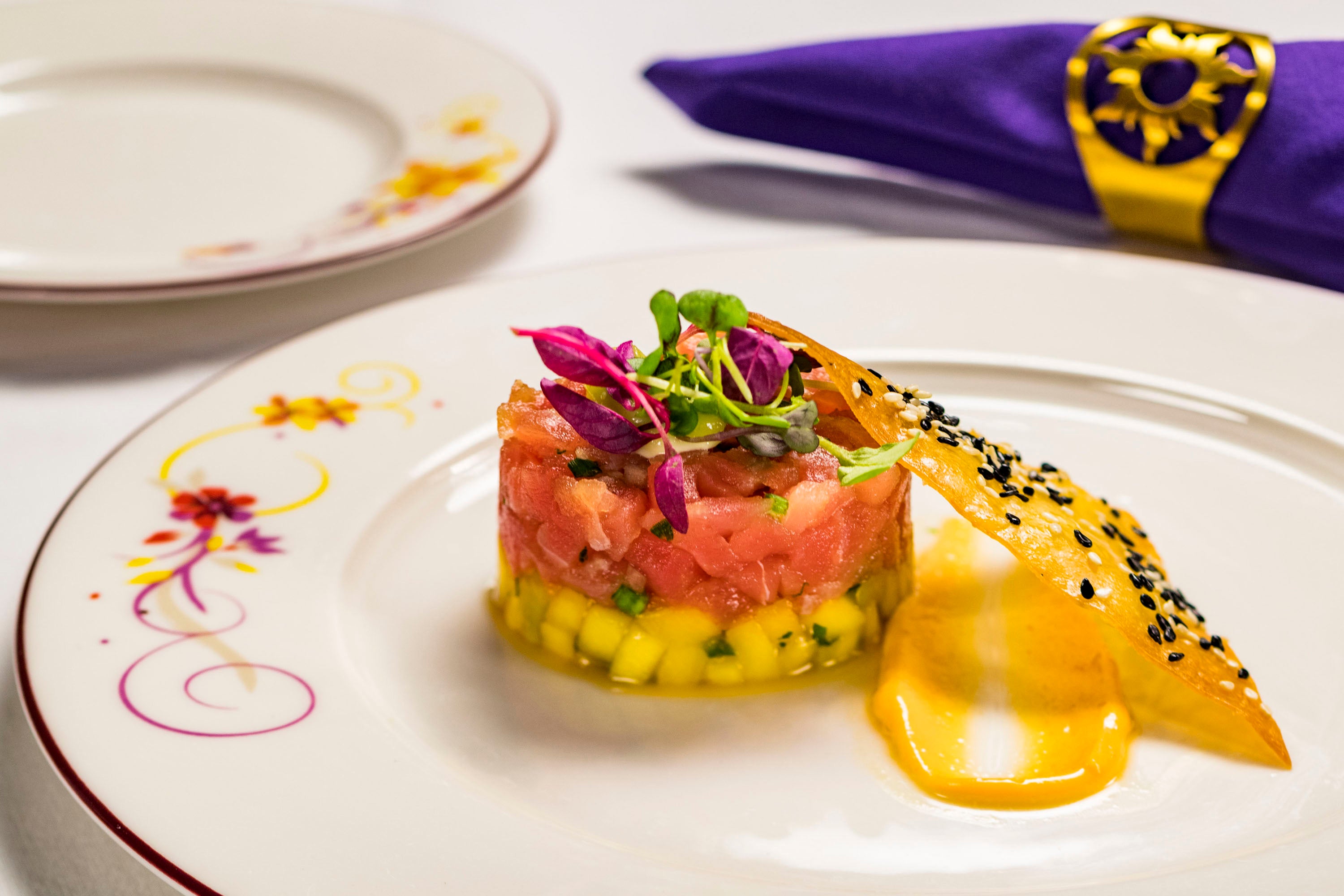 The Ahi tuna tartare appetiser at Rapunzel’s Royal Table on the Disney Magic (PA/Disney Cruise Line/Matt Stroshane)