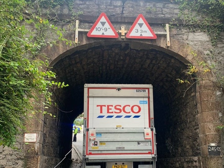 One strike: the refrigerated lorry that hit a bridge in Plymouth, blocking the main rail line in Devon and Cornwall