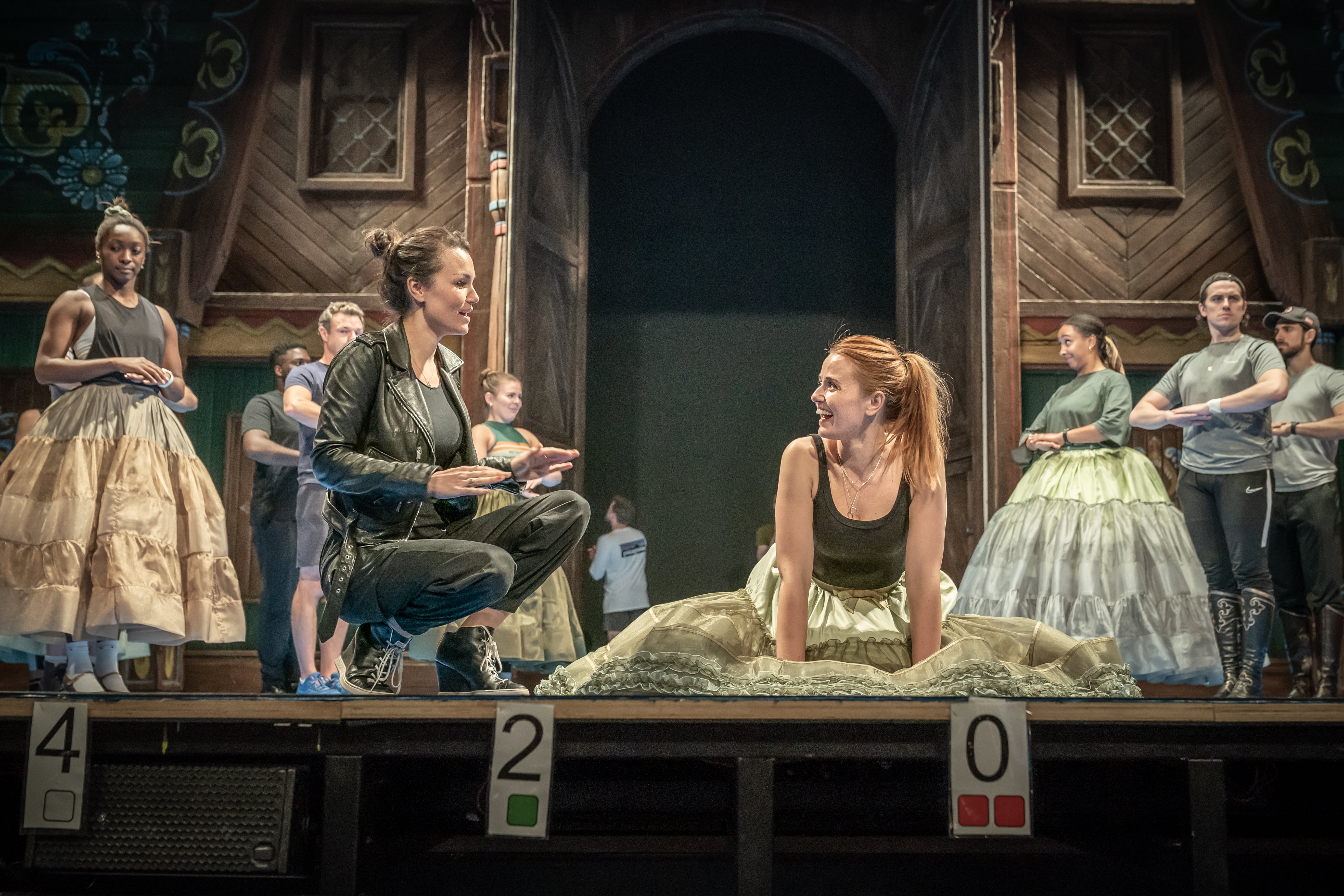 Samantha Barks (centre left) and Stephanie McKeon in technical rehearsals for ‘Frozen'