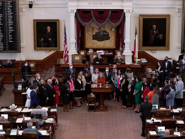 <p>Texas Democratic lawmakers in May stand to oppose the bill that would ban almost all abortions in the state after six weeks of pregnancy</p>