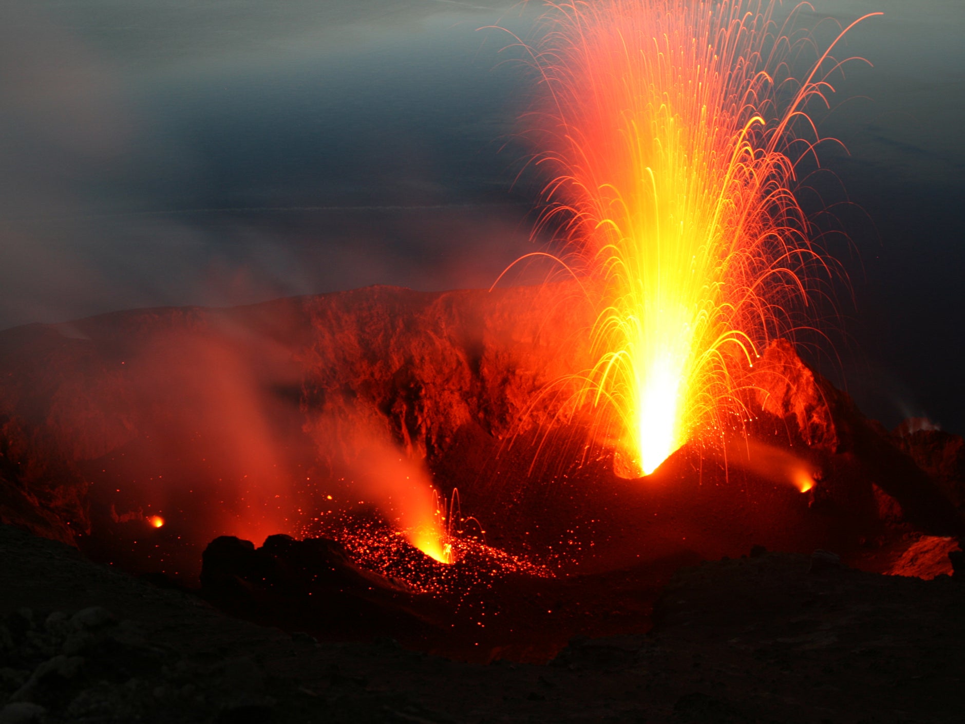 <p>An eruption at Italy’s Stromboli volcano on Sicily – one of the world’s most active volcanoes</p>
