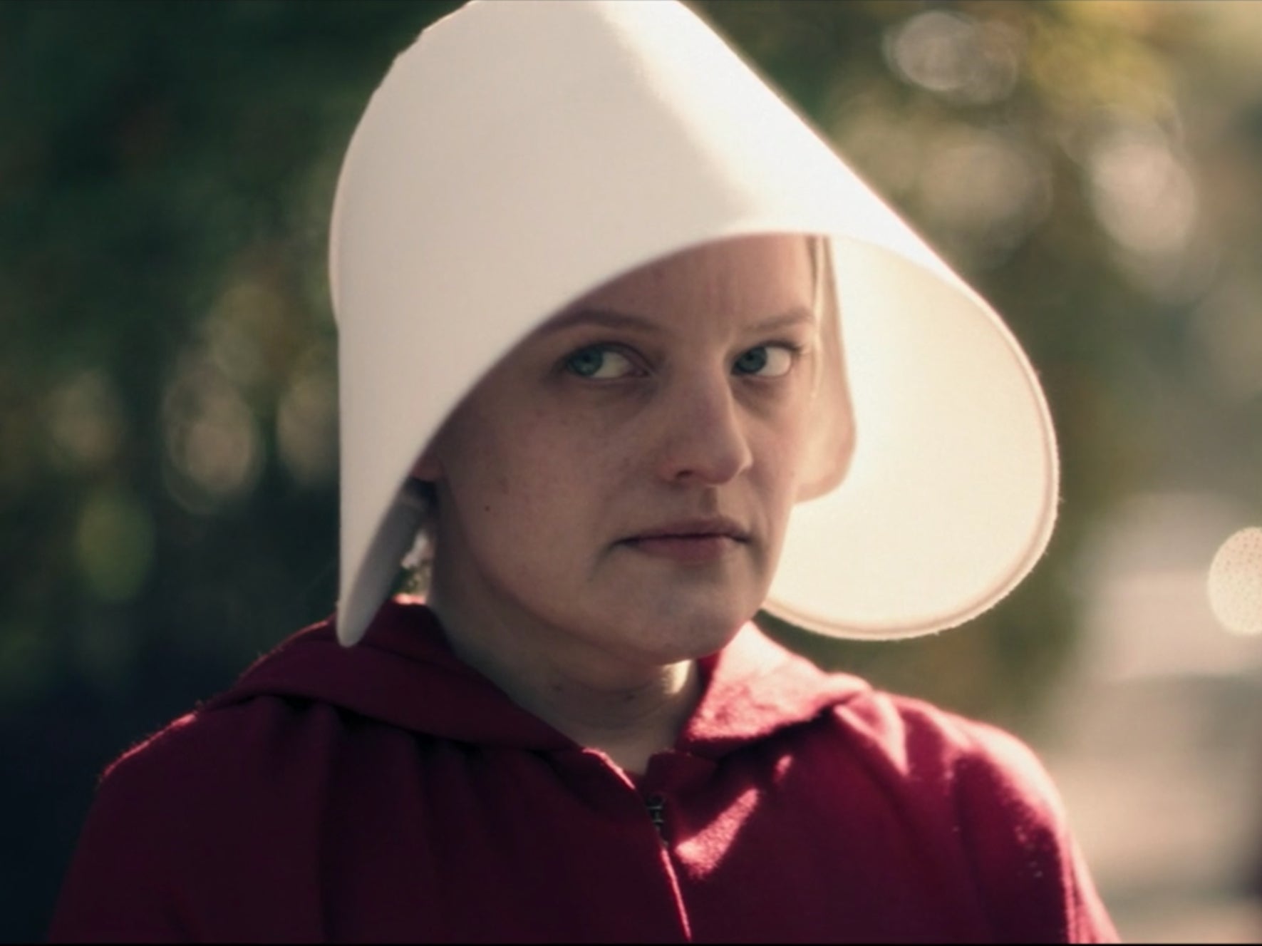 Actor Elisabeth Moss in the TV adaptation of Atwood’s ‘The Handmaid’s Tale’