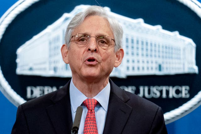 <p>Attorney general Merrick Garland speaks at the Justice Department </p>