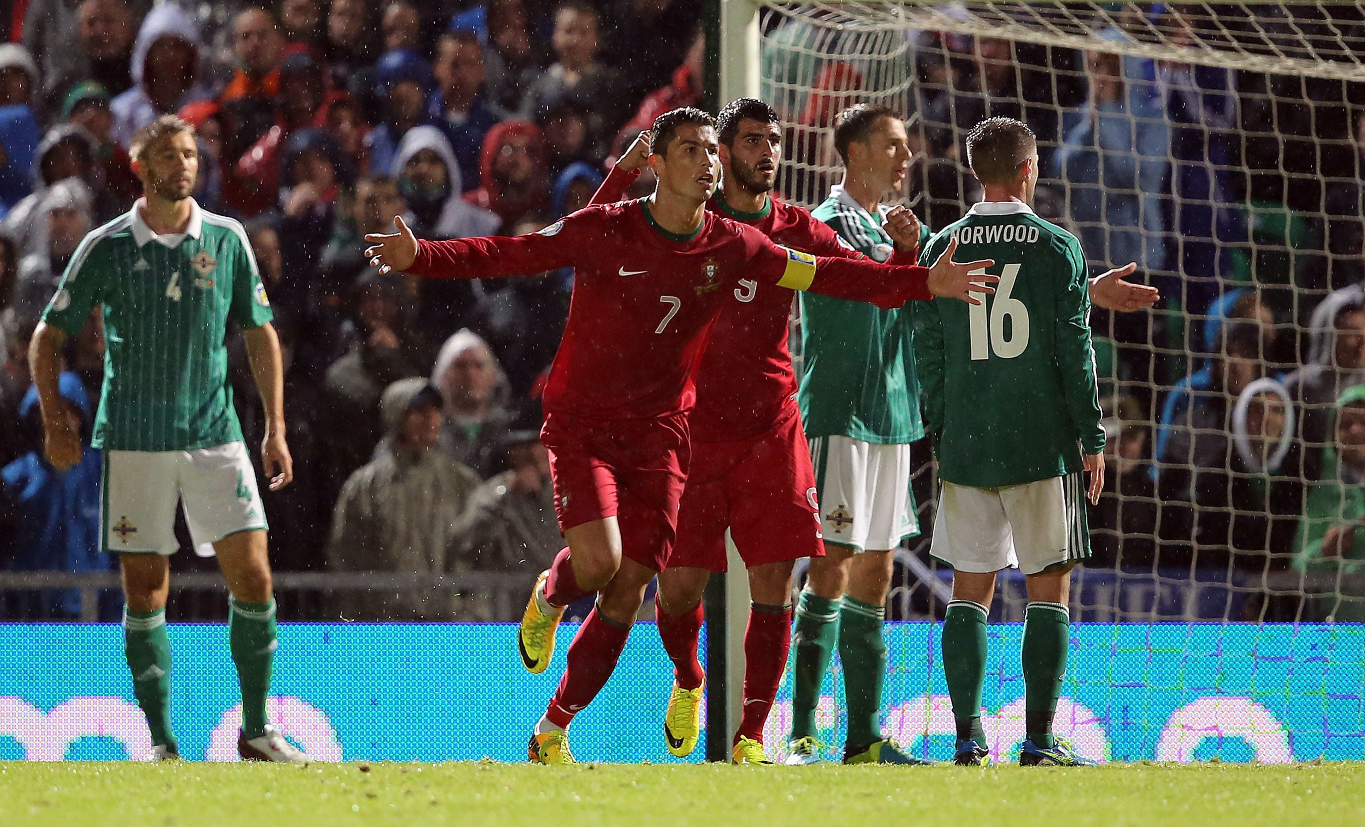 Cristiano Ronaldo scored a hat-trick against Northern Ireland at Windsor Park during a World Cup qualifier (Paul Faith/PA)