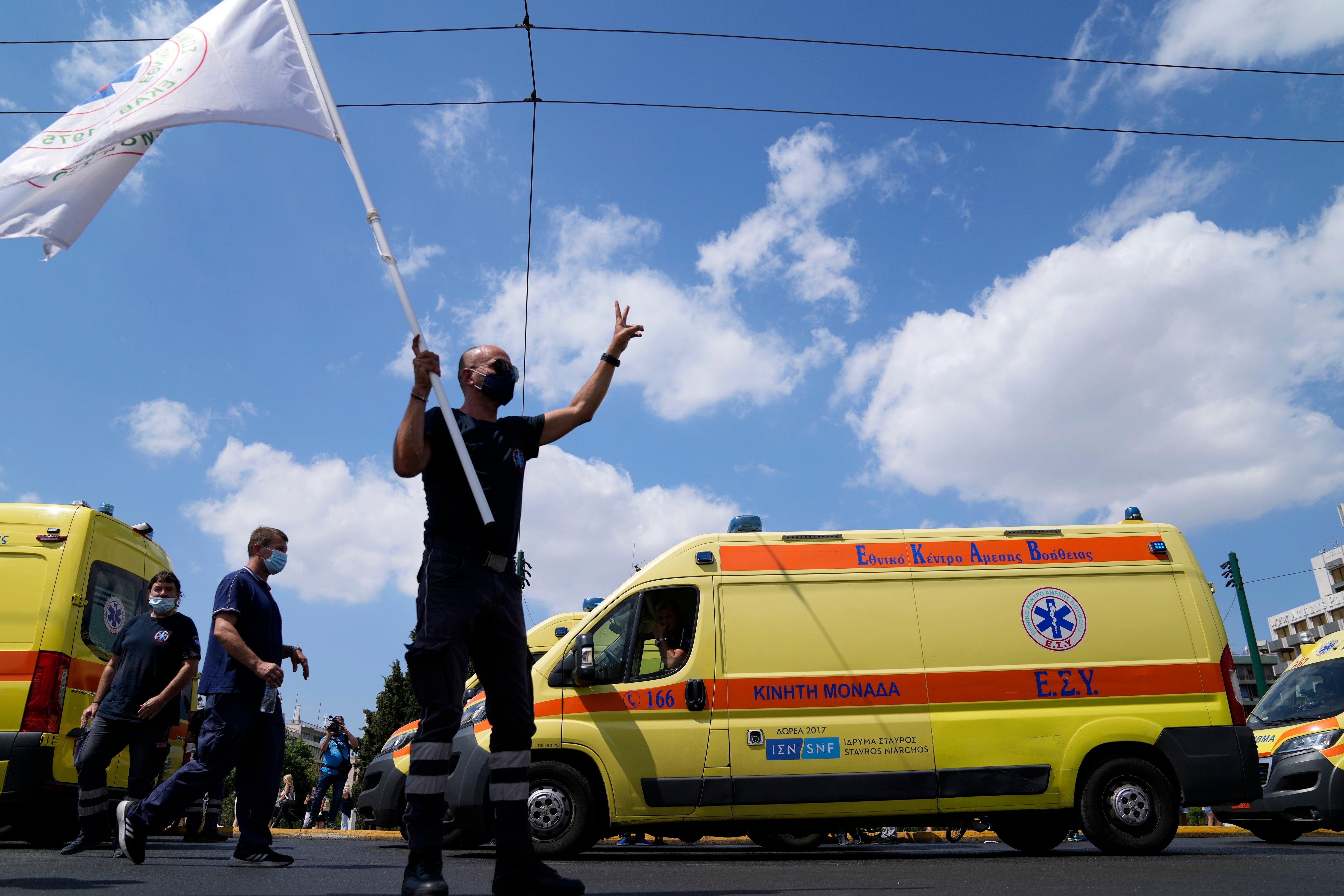 Virus Outbreak Greece Protest