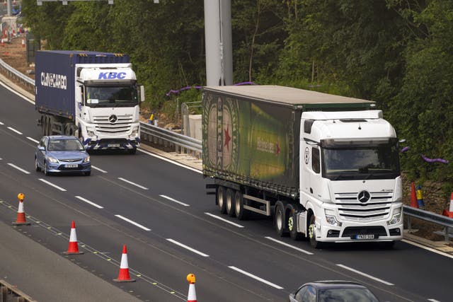 Around 100,000 drivers of HGV lorries are missing from the UK’s roads. (Steve Parsons/PA)