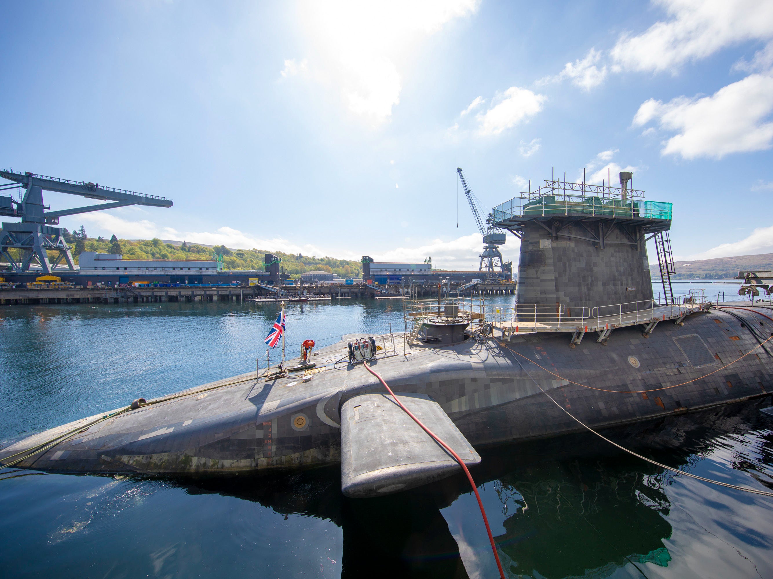 HMS Vigilant at Faslane naval base, which carries the UK’s Trident nuclear deterrent
