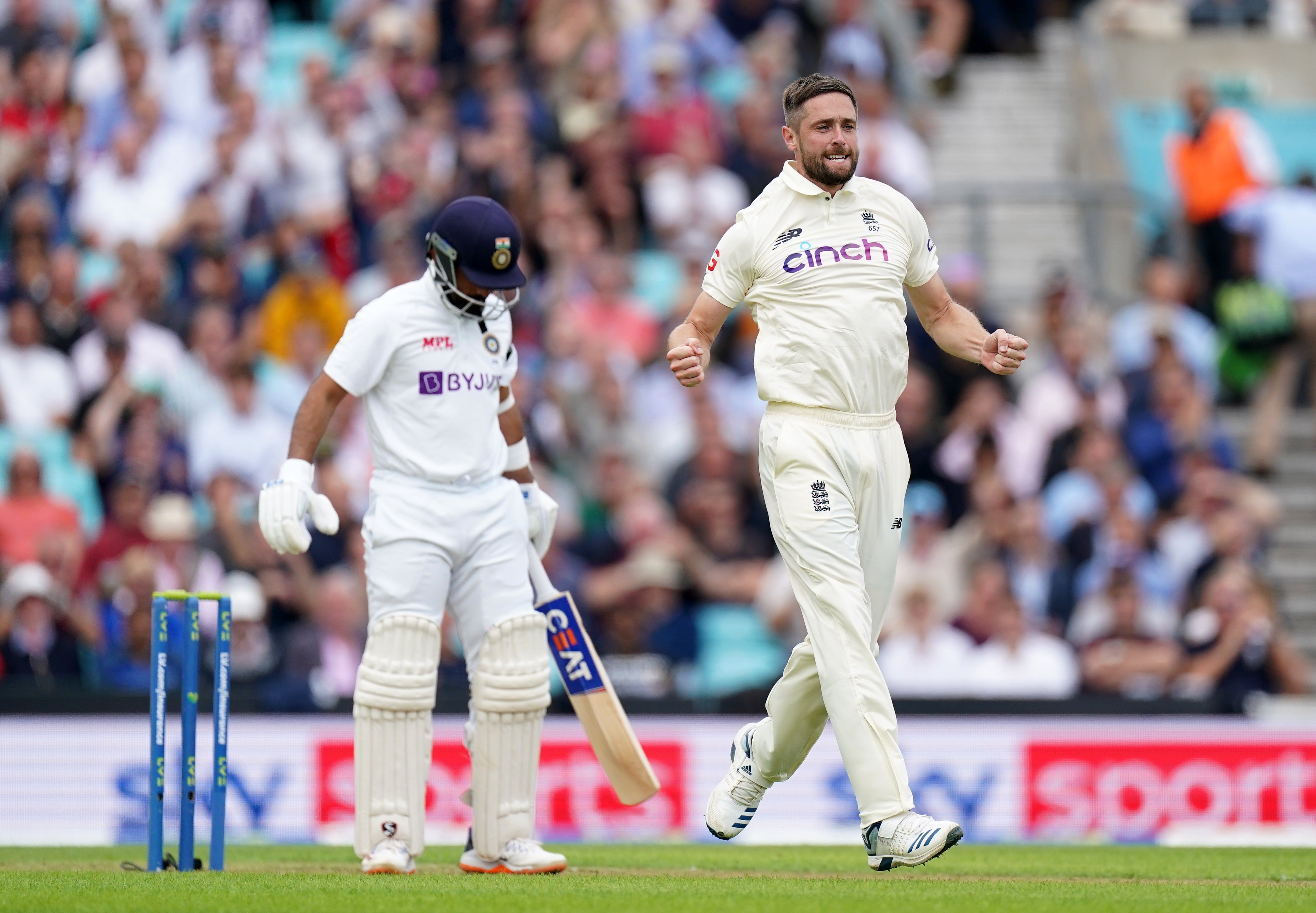 Chris Woakes celebrates a wicket (Adam Davy/PA)