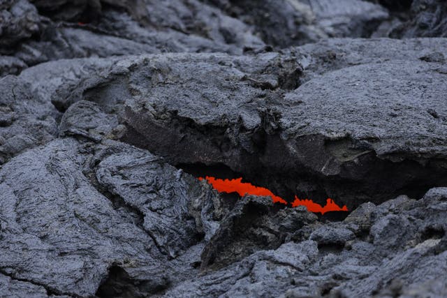 <p>The still-hot, solid lava field lies under Fargradalsfjall volcano on August 19 2021 near Grindavik, Iceland</p>