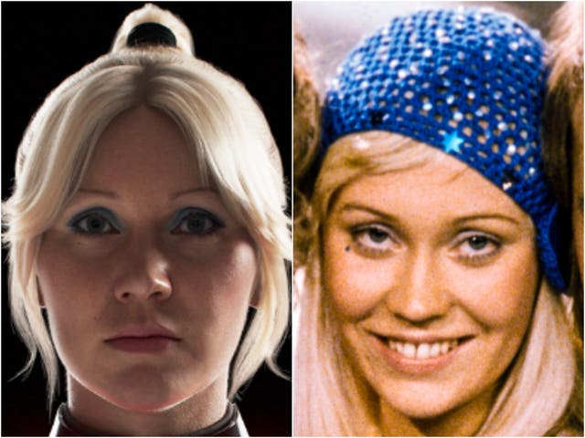 <p>Agnetha Faltskog’s digital avatar, and the singer in the 1970s</p>