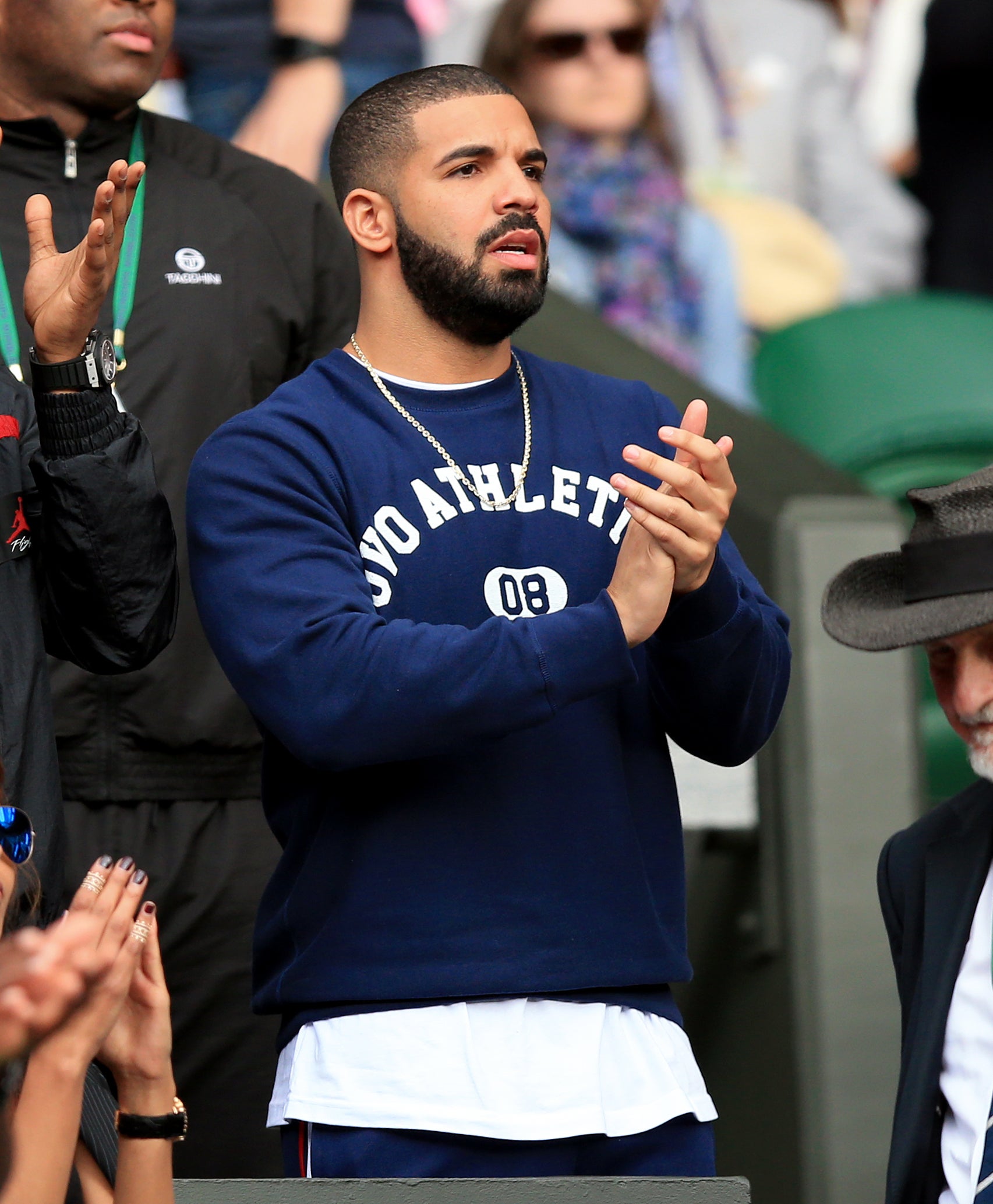 Drake watches a match between Serena Williams and Victoria Azarenka in 2015 (Mike Egerton/PA)