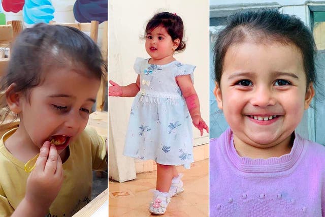 <p>Afghan toddlers Ayat, Sumaya and Malika (L to R) killed in the U.S. drone strikes on Sunday</p>