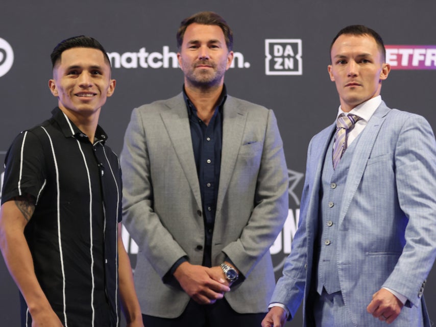 Mauricio Lara (left) and Josh Warrington meet at their final press conference