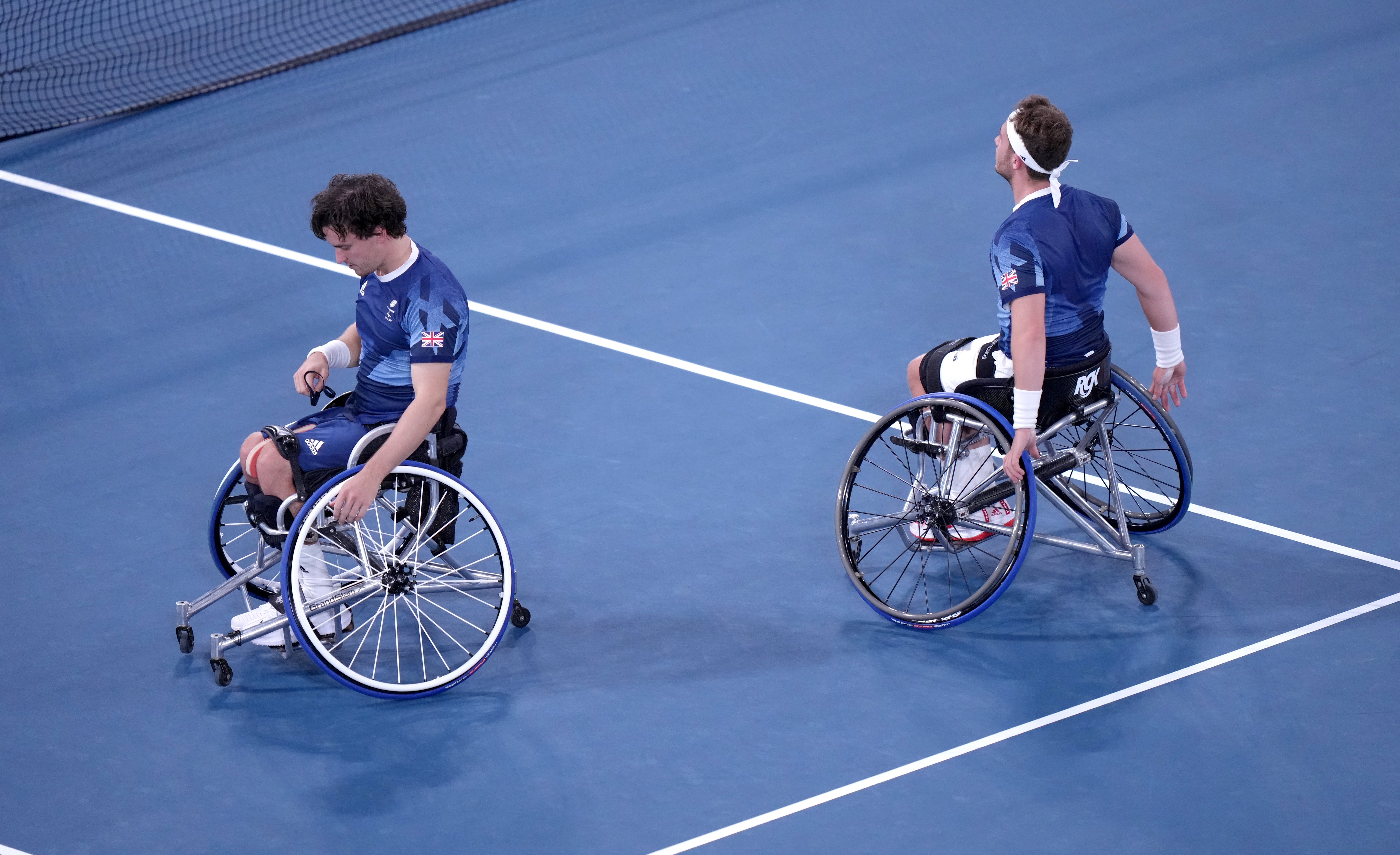 Gordon Reid, left, and Alfie Hewett are left devastated on Friday after suffering a second successive doubles final defeat