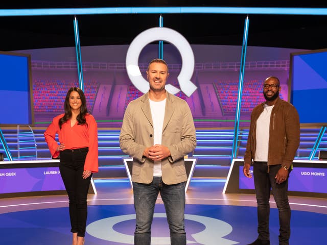 <p>Sam Quek, Paddy McGuinness and Ugo Monye currently front the BBC’s long-running quiz series</p>