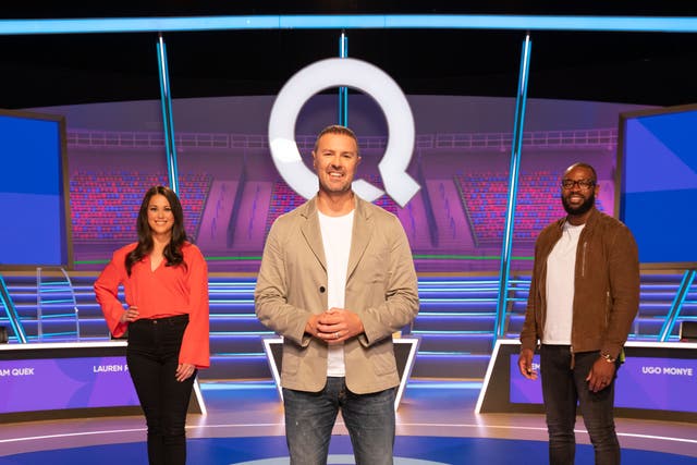 <p>Sam Quek, Paddy McGuinness and Ugo Monye currently front the BBC’s long-running quiz series</p>