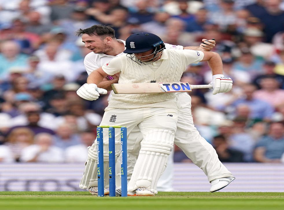 Pitch invader ‘Jarvo’ bumped into England batsman Jonny Bairstow at the Kia Oval (Adam Davy/PA)
