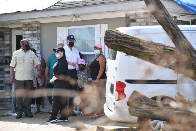 President Joe Biden tours a neighbourhood affected by Hurricane Ida in LaPlace, Louisiana on September 3, 2021
